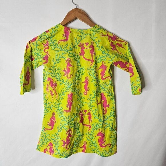 Gretchen Scott Girls Child Seahorse Print Swim Coverup Beach Tunic Sz 4/6 - Picture 2 of 5
